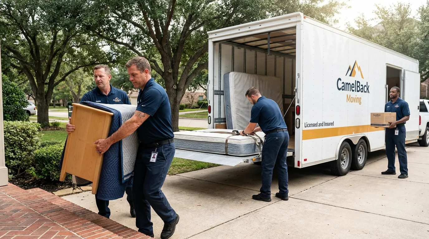 Crew loading residential truck for cross-state move from Auburn, AL