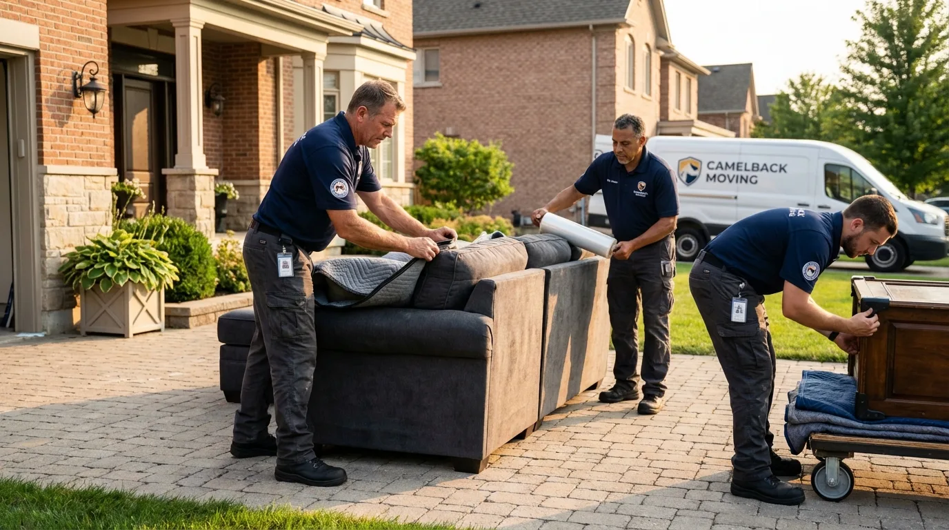 Large estate moving crew wrapping furniture in Auburn, AL