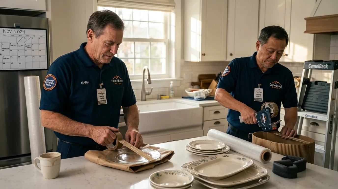 Professional crew packing kitchen dishware in Auburn, AL